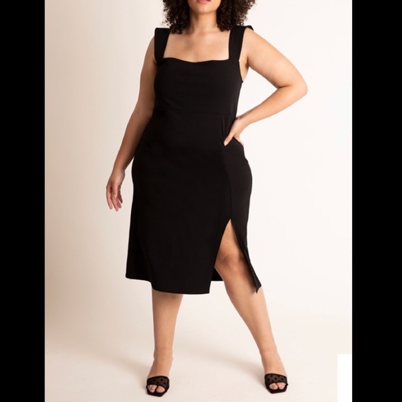ELOQUII Sleeveless Black Dress With Slit - Picture 3 of 9